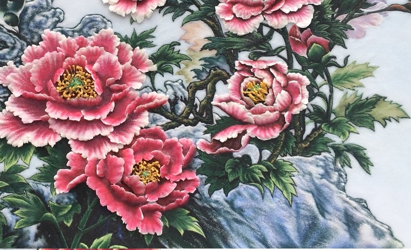 tranh đá quý hoa mẫu đơn